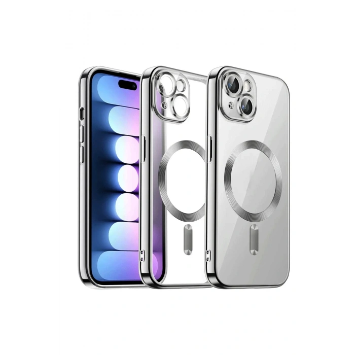 Newface iPhone 15 Kılıf Kross Magneticsafe Kapak - Gümüş