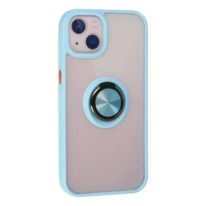 Newface iPhone 15 Kılıf Montreal Yüzüklü Silikon Kapak - Buz Mavi