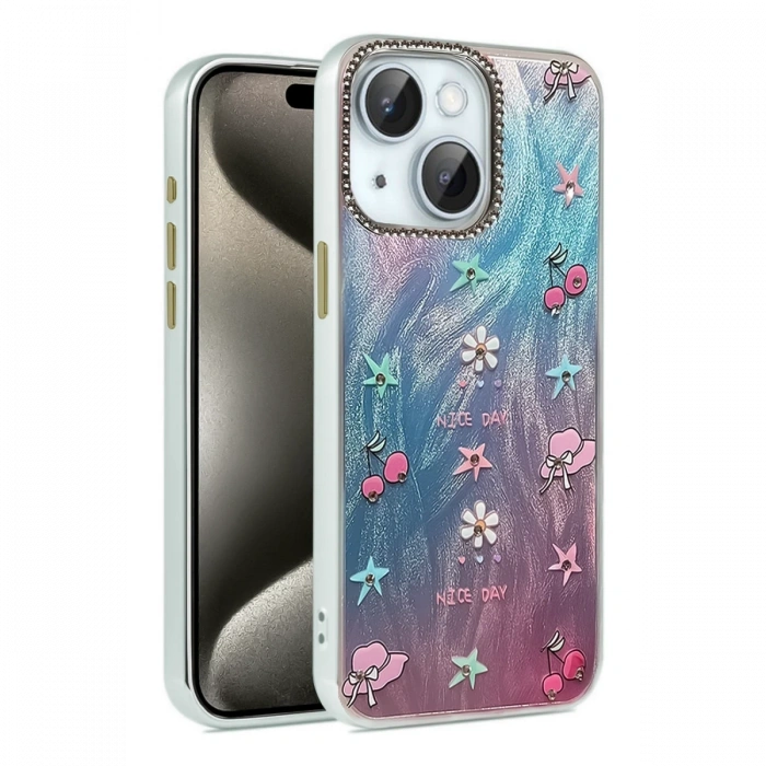 Newface iPhone 15 Plus Kılıf Blade Aynalı Desenli Kapak - Desen 4