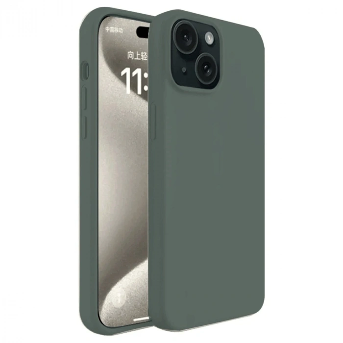 Newface iPhone 15 Plus Kılıf First Silikon - Koyu Yeşil