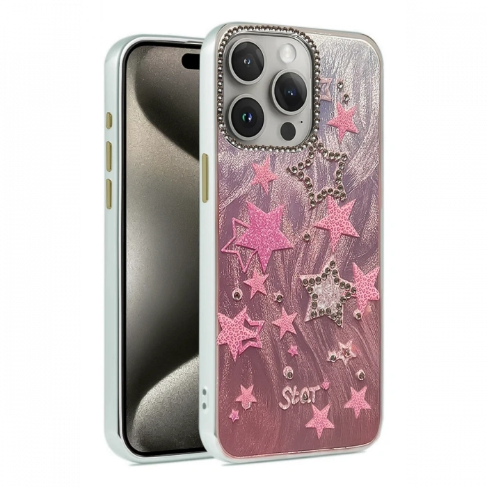 Newface iPhone 15 Pro Kılıf Blade Aynalı Desenli Kapak - Desen 7