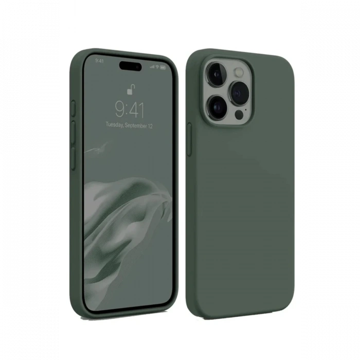 Newface iPhone 15 Pro Kılıf First Silikon - Koyu Yeşil