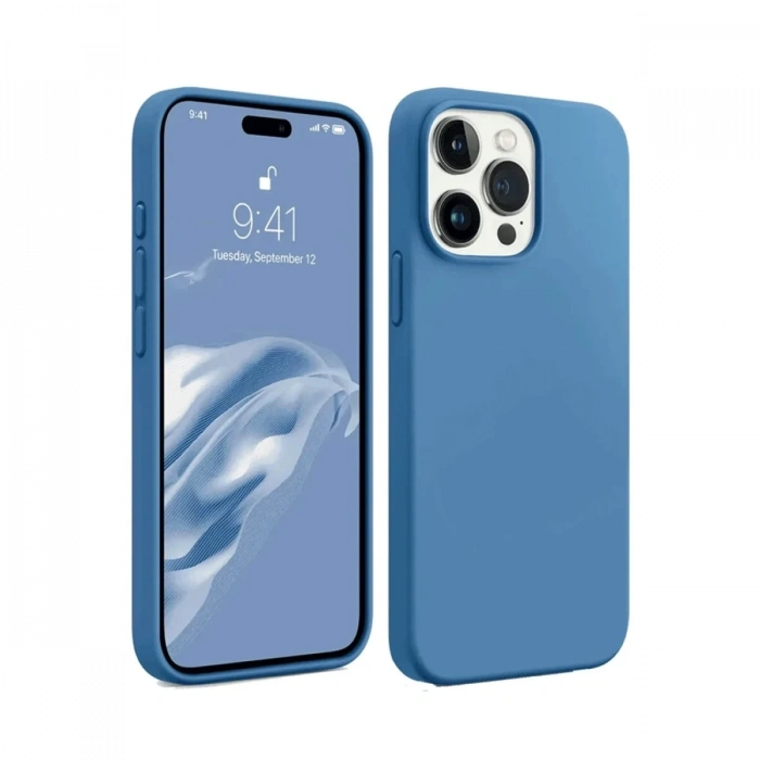 Newface iPhone 15 Pro Kılıf First Silikon - Mavi