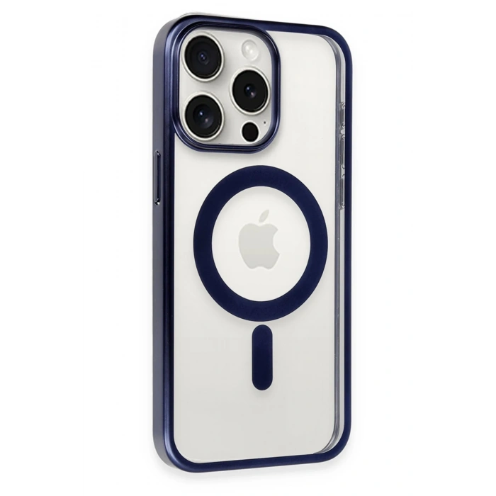 Newface iPhone 15 Pro Max Kılıf Erozi Magsafe Kapak - Lacivert