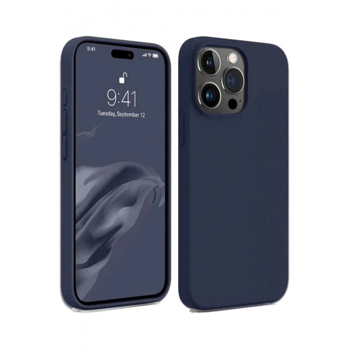 Newface iPhone 15 Pro Max Kılıf First Silikon - Lacivert