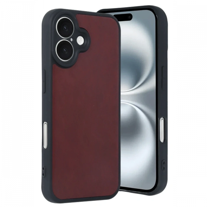 Newface iPhone 16 Kılıf Aras Deri Kapak - Bordo