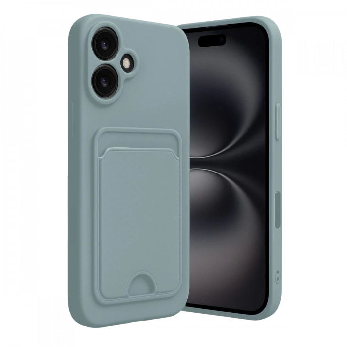 Newface iPhone 16 Kılıf Kelvin Kartvizitli Silikon - Açık Yeşil