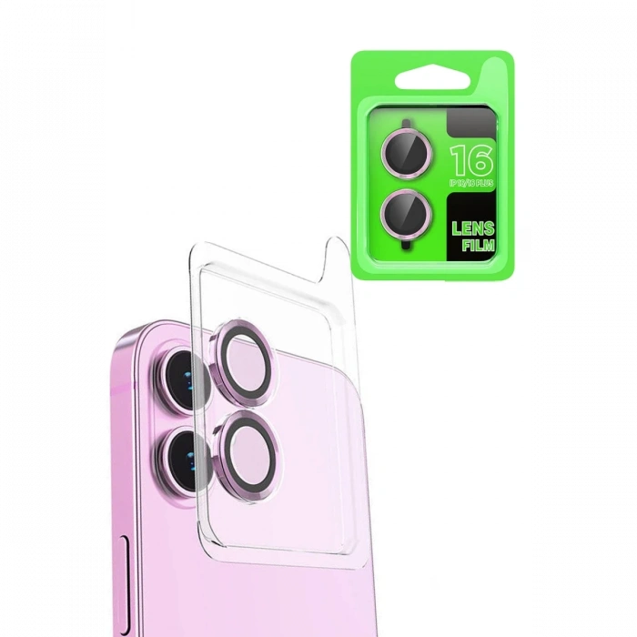 Newface iPhone 16 Plus Raze Metal Kamera Lens - Pembe