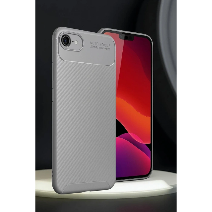 Newface iPhone 16E Kılıf Auto Focus Karbon Kapak - Gri