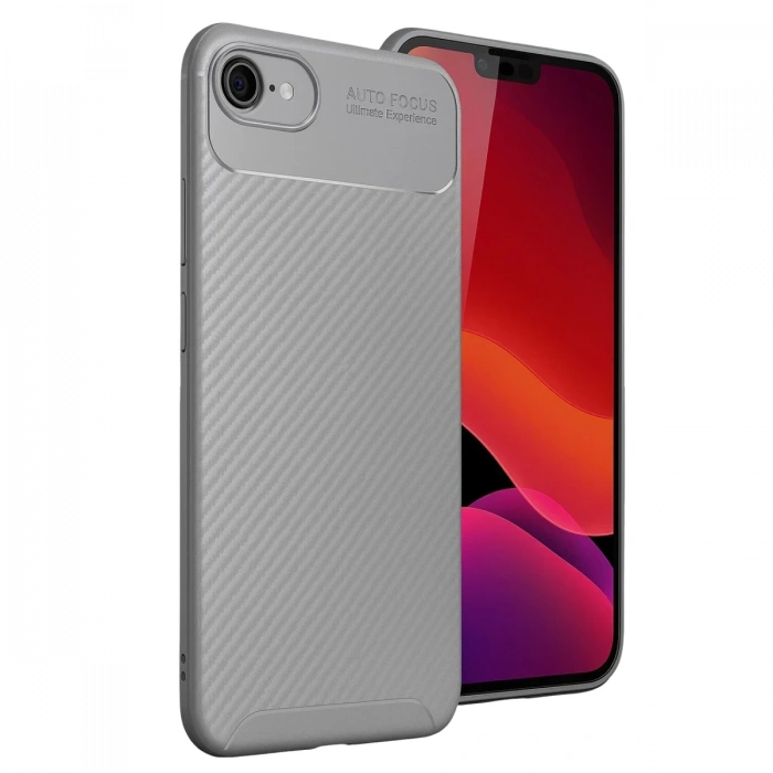 Newface iPhone 16E Kılıf Auto Focus Karbon Kapak - Gri