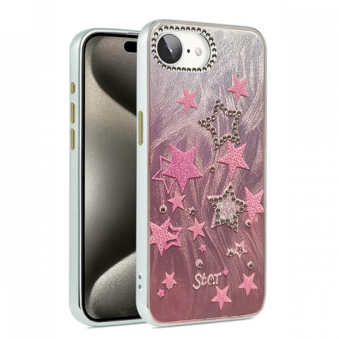 Newface iPhone 16E Kılıf Blade Aynalı Desenli Kapak - Desen 7