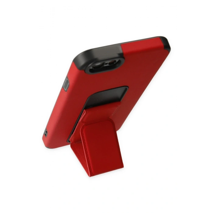 Newface iPhone 6 Kılıf Mega Standlı Silikon - Kırmızı