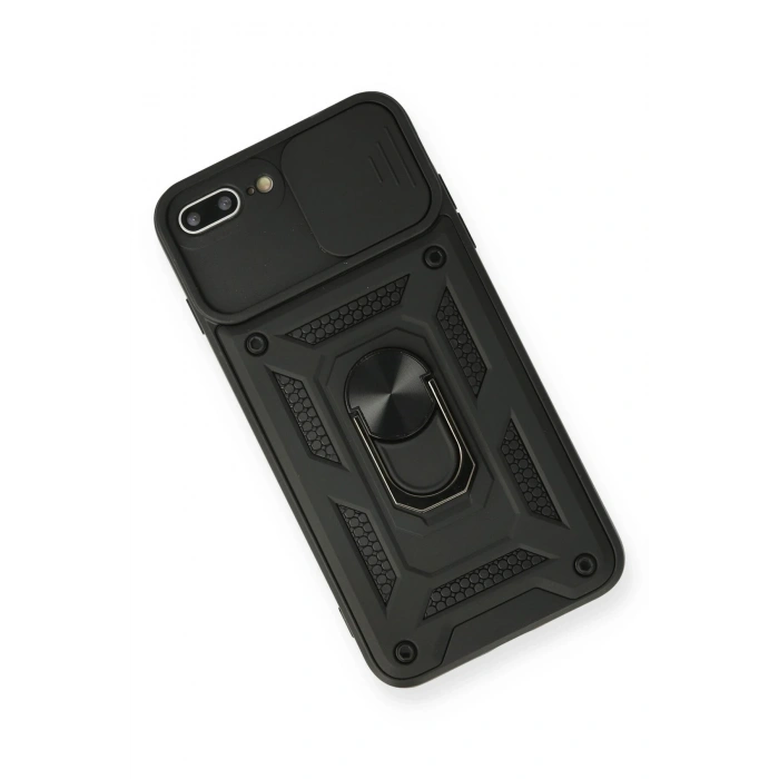 Newface iPhone 7 Plus Kılıf Pars Lens Yüzüklü Silikon - Siyah