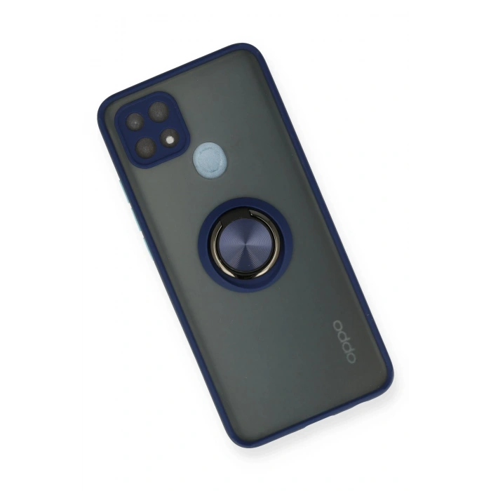 Newface Oppo A15 Kılıf Montreal Yüzüklü Silikon Kapak - Lacivert