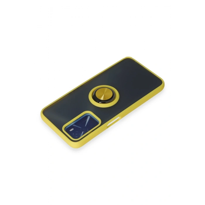 Newface Oppo A16 Kılıf Montreal Yüzüklü Silikon Kapak - Sarı