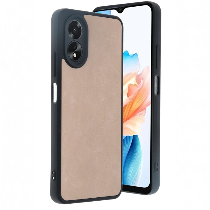Newface Oppo A38 Kılıf Aras Deri Kapak - Pudra