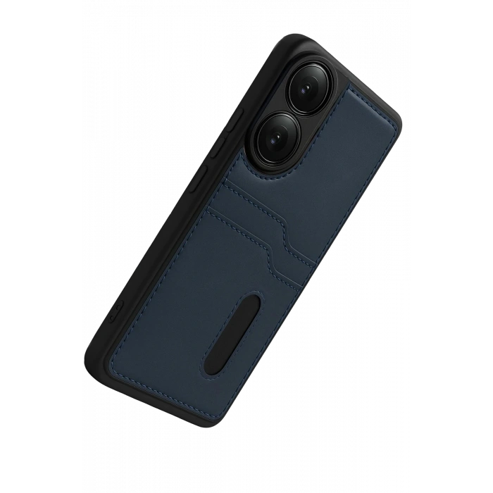 Newface Oppo A38 Sara Kartvizitli Deri Kılıf - Lacivert