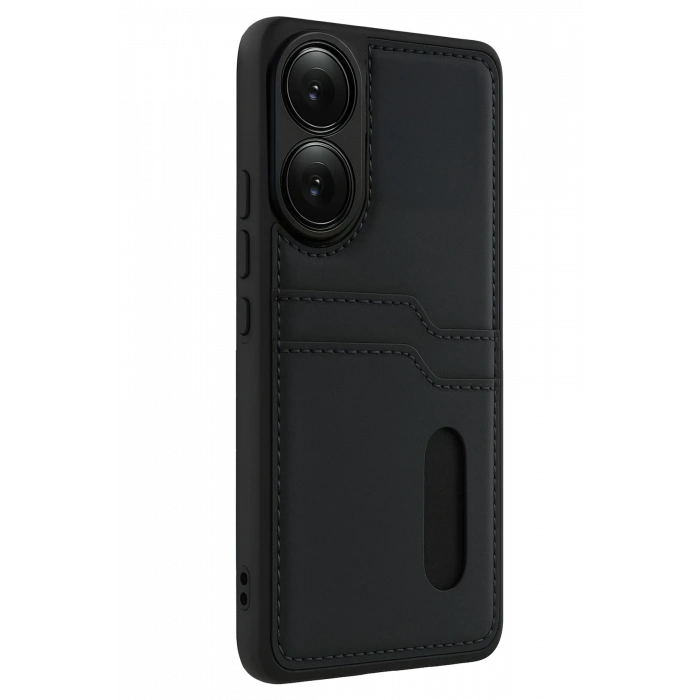 Newface Oppo A38 Sara Kartvizitli Deri Kılıf - Siyah