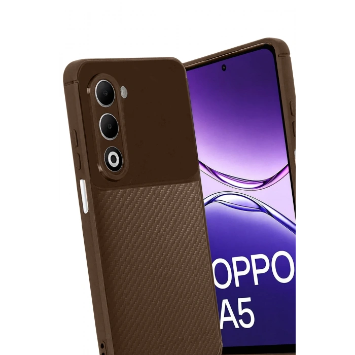 Newface Oppo A5 4G Auto Focus Karbon Kapak - Kahverengi