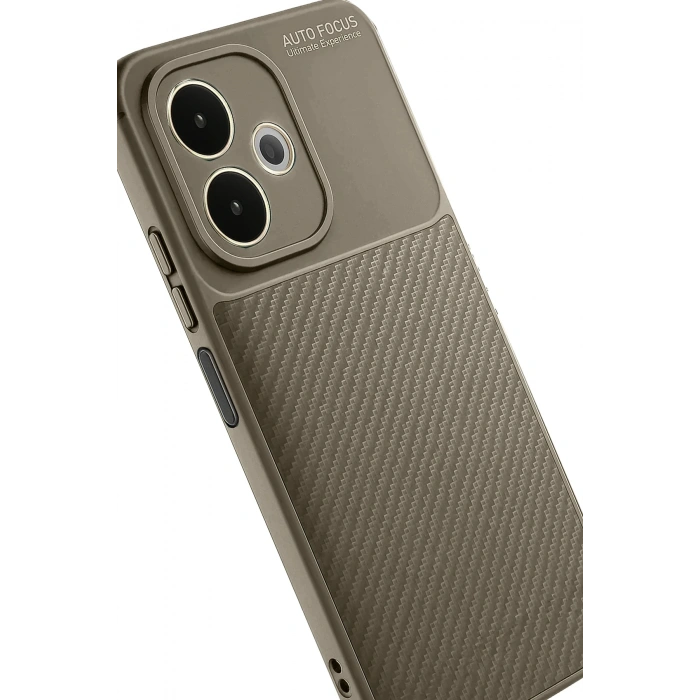 Newface Oppo A5 Pro 4G Kılıf Auto Focus Karbon Kapak - Kahverengi