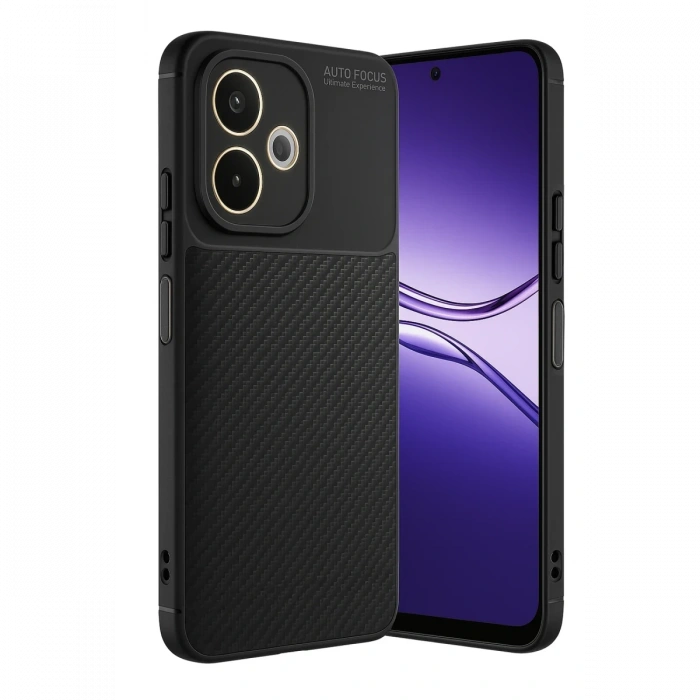 Newface Oppo A5 Pro 4G Kılıf Auto Focus Karbon Kapak - Siyah