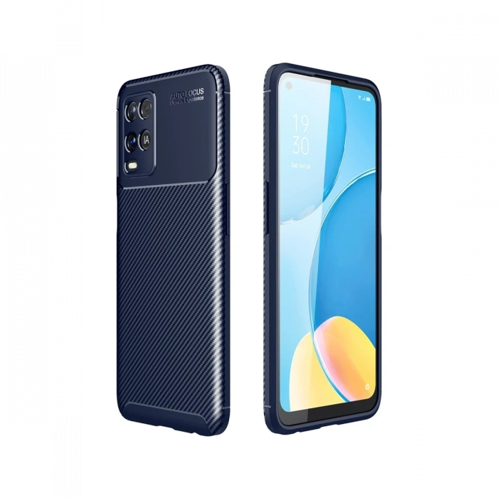 Newface Oppo A54 4G Kılıf Auto Focus Karbon Kapak - Lacivert