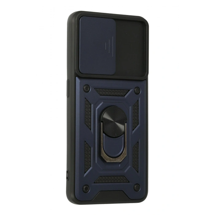 Newface Oppo A74 4G Kılıf Pars Lens Yüzüklü Silikon - Lacivert