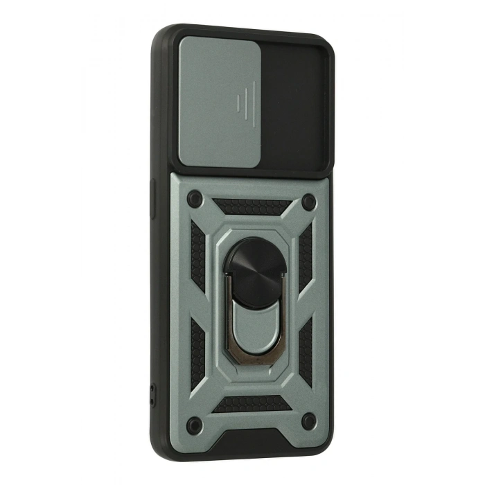 Newface Oppo A74 4G Kılıf Pars Lens Yüzüklü Silikon - Yeşil