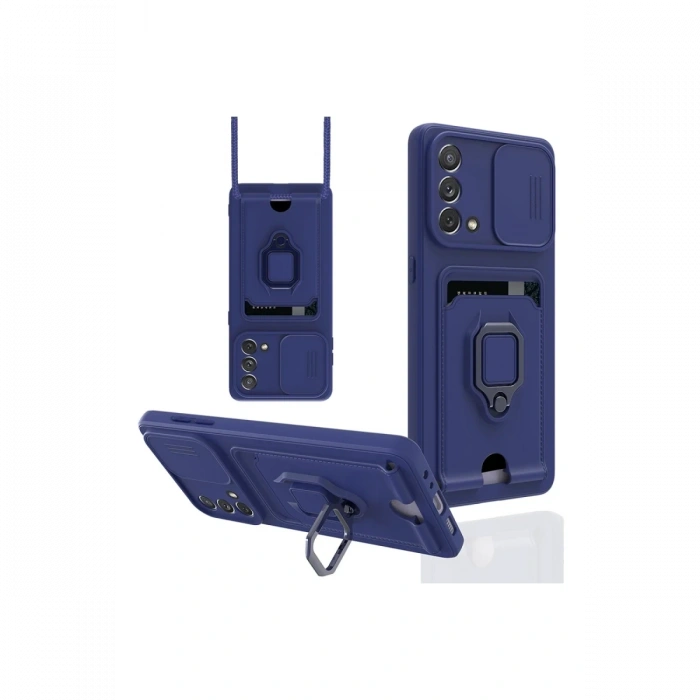 Newface Oppo A74 4G Kılıf Zuma Kartvizitli Yüzüklü Silikon - Lacivert