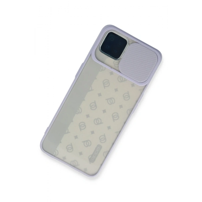 Newface Oppo Reno 4 Lite Kılıf Palm Buzlu Kamera Sürgülü Silikon - Lila