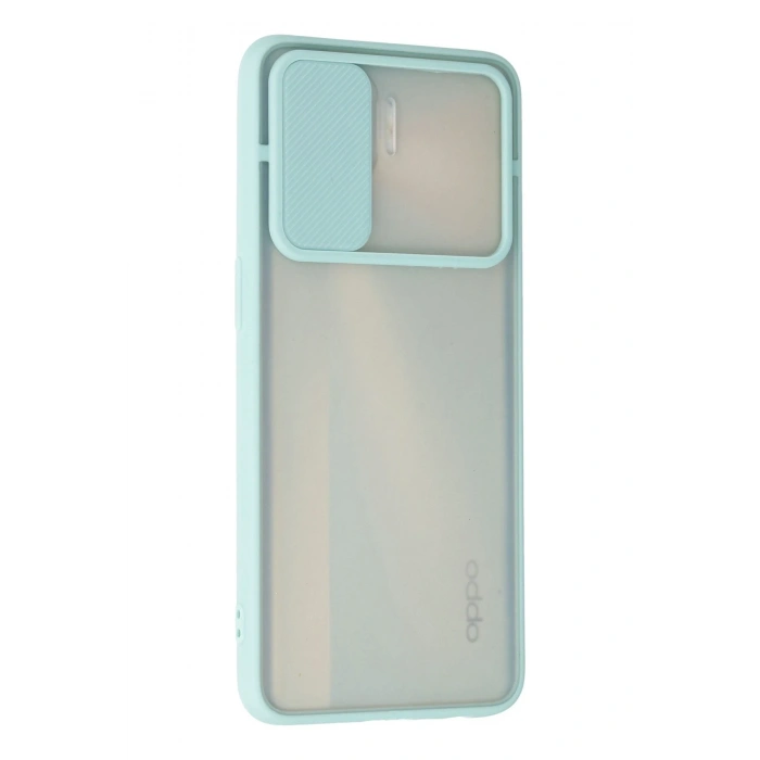 Newface Oppo Reno 4 Lite Kılıf Palm Buzlu Kamera Sürgülü Silikon - Turkuaz