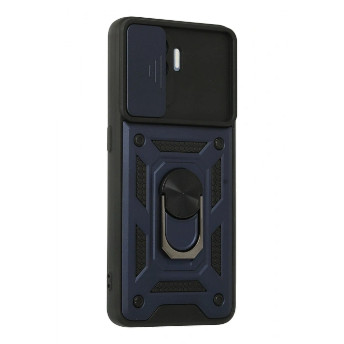 Newface Oppo Reno 5 Lite Kılıf Pars Lens Yüzüklü Silikon - Lacivert