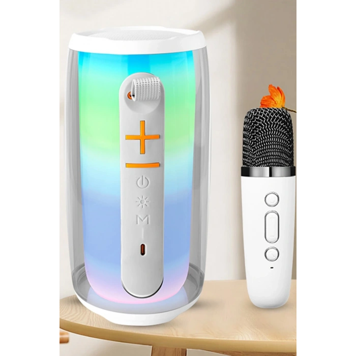 Newface Pluse 6 Mikrofonlu RGB Kablosuz Hoparlör - Beyaz