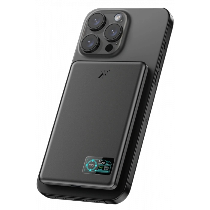 Newface PW595 5.000 mAh Dijital Göstergeli 20W Type-C ve 15W Kablosuz Şarj PD Hızlı Şarj Magsafe Powerbank - Siyah