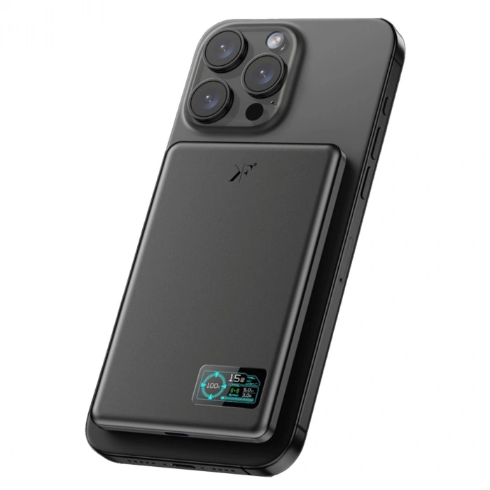 Newface PW595 5.000 mAh Dijital Göstergeli 20W Type-C ve 15W Kablosuz Şarj PD Hızlı Şarj Magsafe Powerbank - Siyah