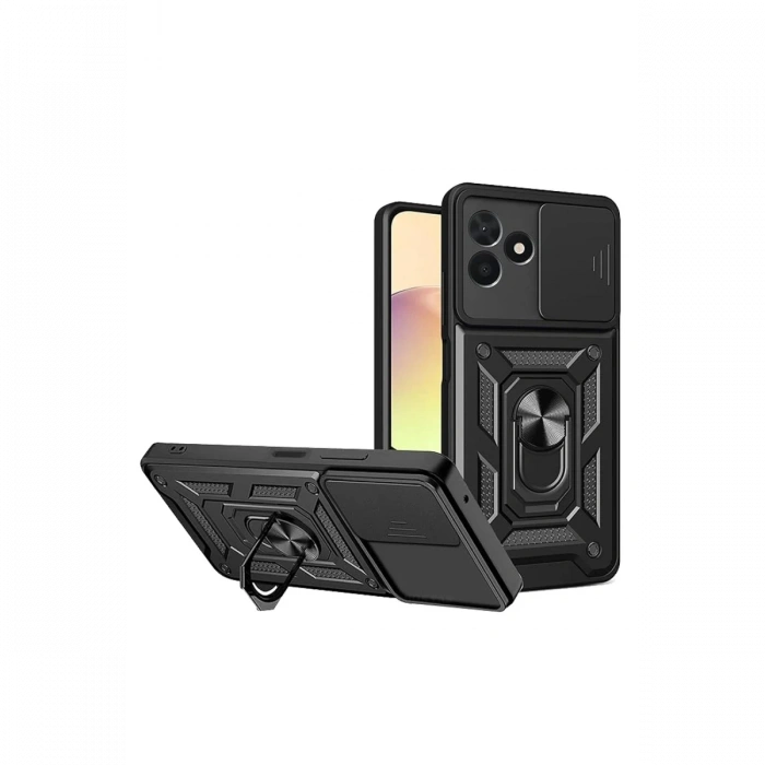 Newface Realme C53 Kılıf Pars Lens Yüzüklü Silikon - Siyah