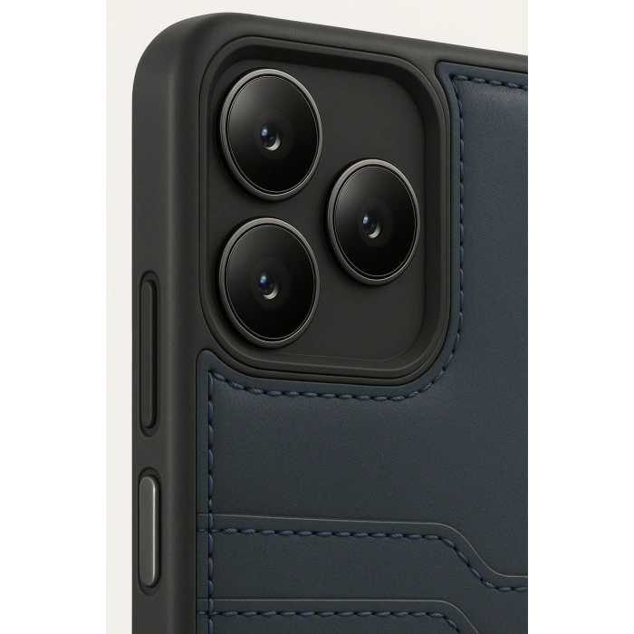 Newface Realme Note 50 4G Kılıf Sara Kartvizitli Deri Kılıf - Lacivert