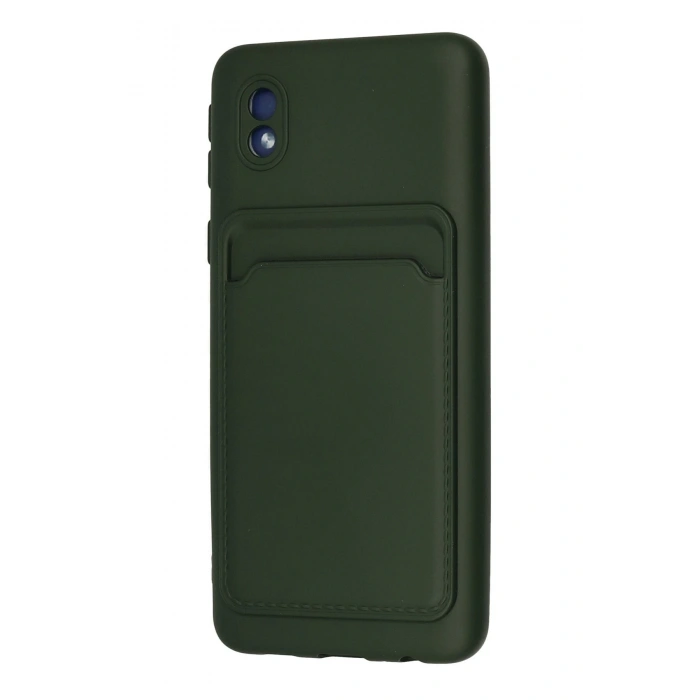 Newface Samsung Galaxy A01 Core Kılıf Kelvin Kartvizitli Silikon - Koyu Yeşil