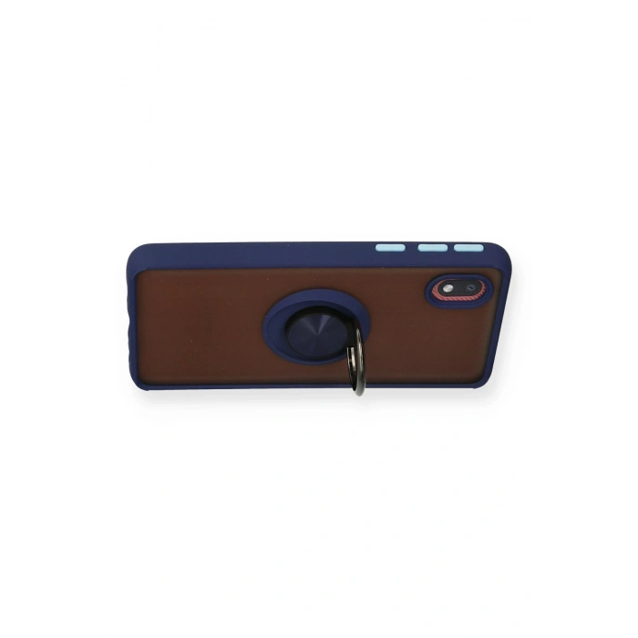 Newface Samsung Galaxy A01 Core Kılıf Montreal Yüzüklü Silikon Kapak - Lacivert