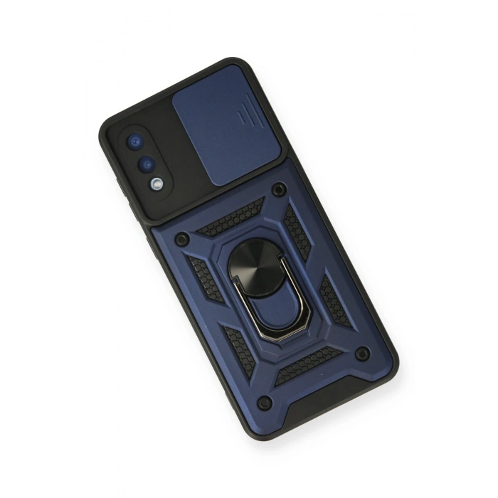 Newface Samsung Galaxy A02 Kılıf Pars Lens Yüzüklü Silikon - Lacivert