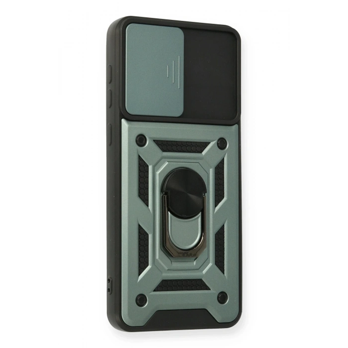 Newface Samsung Galaxy A02 Kılıf Pars Lens Yüzüklü Silikon - Yeşil