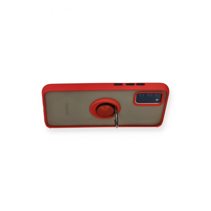 Newface Samsung Galaxy A02S Kılıf Montreal Yüzüklü Silikon Kapak - Kırmızı