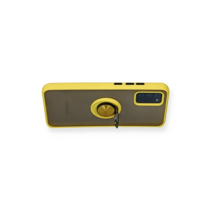 Newface Samsung Galaxy A02S Kılıf Montreal Yüzüklü Silikon Kapak - Sarı