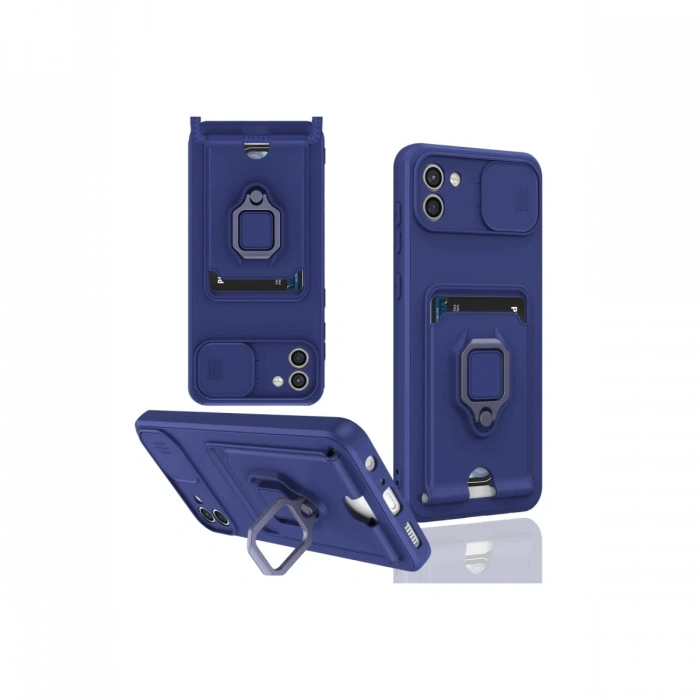 Newface Samsung Galaxy A03 Kılıf Zuma Kartvizitli Yüzüklü Silikon - Lacivert