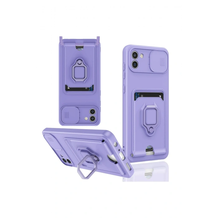 Newface Samsung Galaxy A03 Kılıf Zuma Kartvizitli Yüzüklü Silikon - Lila