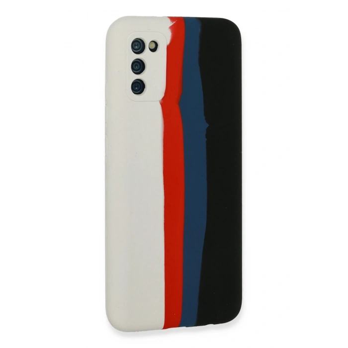 Newface Samsung Galaxy A03S Kılıf Ebruli Lansman Silikon - Beyaz-Siyah