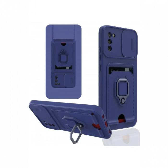 Newface Samsung Galaxy A03S Kılıf Zuma Kartvizitli Yüzüklü Silikon - Lacivert