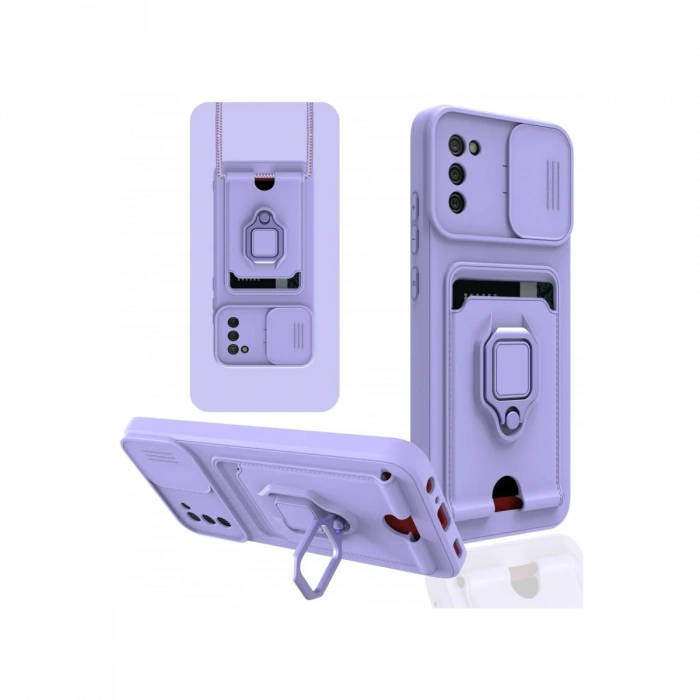 Newface Samsung Galaxy A03S Kılıf Zuma Kartvizitli Yüzüklü Silikon - Lila