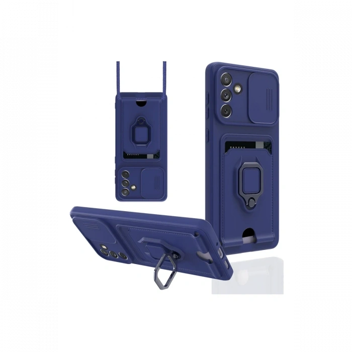 Newface Samsung Galaxy A04S Kılıf Zuma Kartvizitli Yüzüklü Silikon - Lacivert