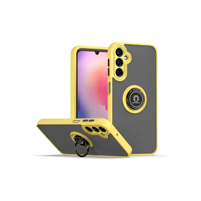 Newface Samsung Galaxy A05S Kılıf Montreal Yüzüklü Silikon Kapak - Sarı